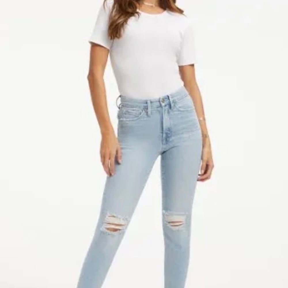 Good American Women's Good Legs Cropped Raw Hem Jeans in Indigo148 - Blue Size 8